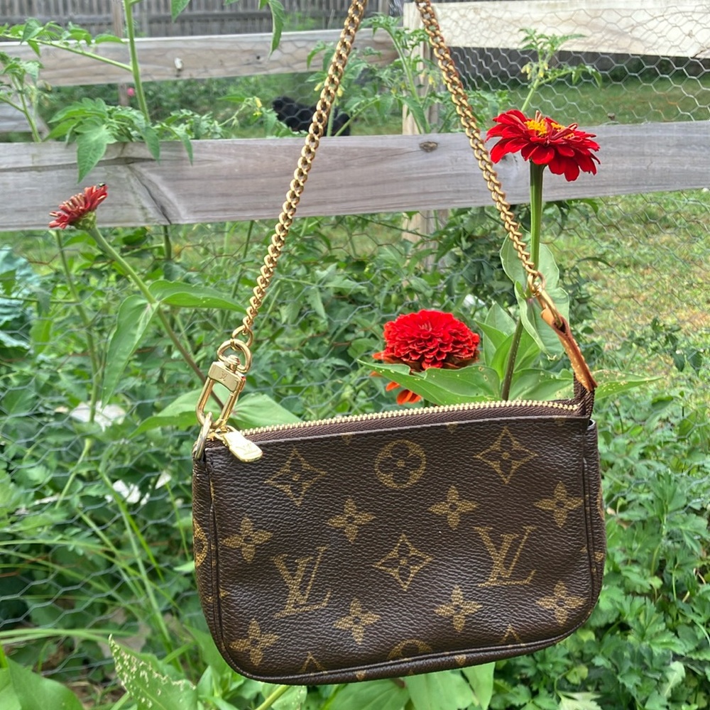 Louis Vuitton Gold Chain Brown Monogram Clutch
